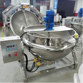 600L带搅拌手动倾斜蒸汽加热底部出料夹层锅